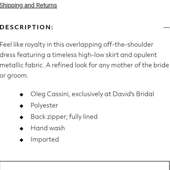 NWT Oleg Cassini Women's 16W Off-The-Shoulder High Low Metallic Dress - Picture 4 of 4